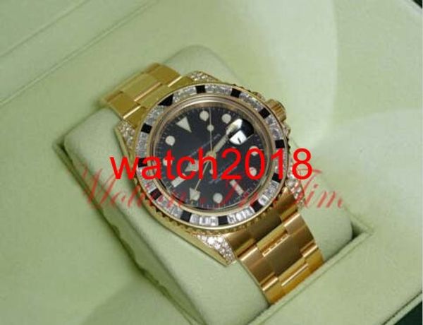 

luxury mans watches fashion steel bracelet ii 40mm yellow gold diamond & black sapphire bezel 116758sanr automatic man watch wristwatch, Slivery;brown