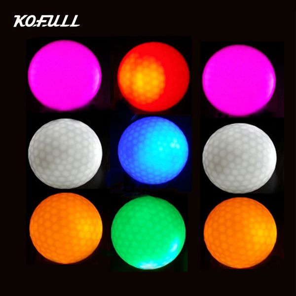

kofull 10pcs hi-q usga led golf balls night training constant shining two layer golf practice balls with 6 colors for choice