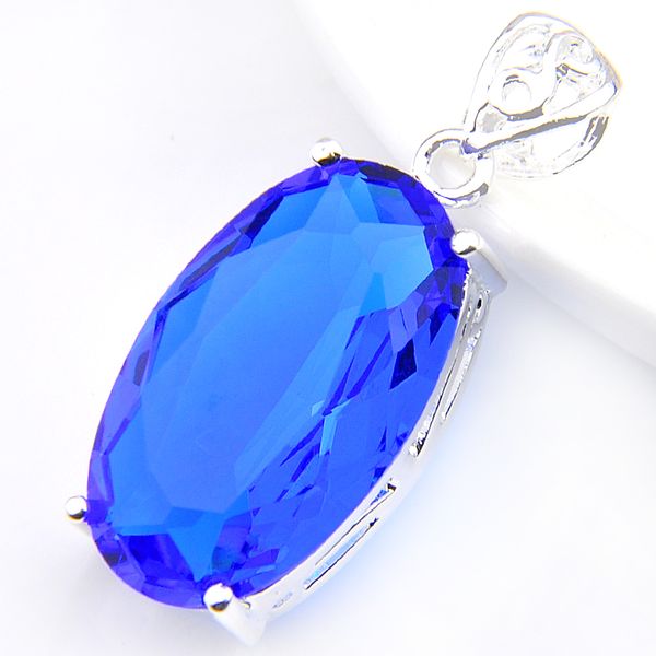 

10 шт. Овальный синий топаз драгоценный камень подвески 925 серебряные подвески оже