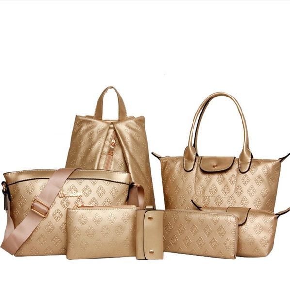

pink sugao lady bags shoulder lattice 7pcs/set fashion handbag backpack tote bag crossbody bag women messenger purses with wallet