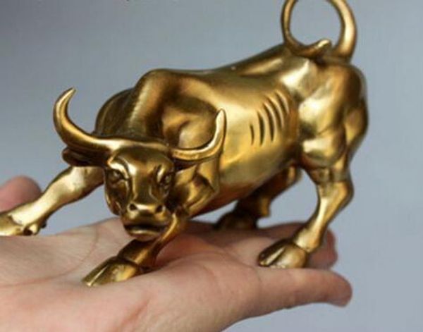 Wall Street Brass Fierce Bull OX Estátua-Brass 12x8.2x7cm