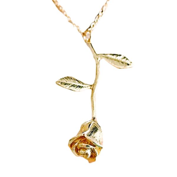 

handmade novelty luxury new stainless steel trendy necklace stylish rose flower pendant cute, Silver