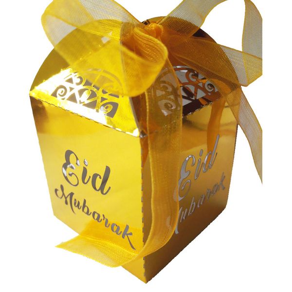 Gold Silver Eid Mubarak Paper Gift Box Ramadan Decorations Islamic