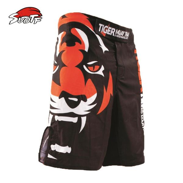 

suotf the new 2015 tigers printing mma loose boxing muay thai shorts sweat quick -drying fight training global ing, Blue