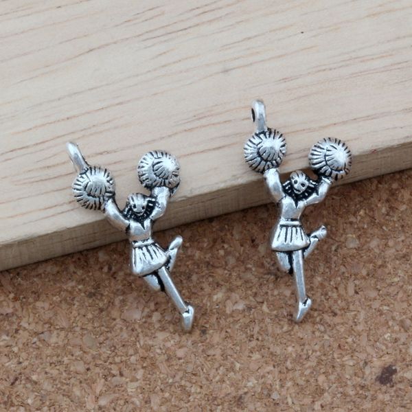 

cheerleader girl charms pendants 100pcs/lot antique silver fashion jewelry diy fit bracelets necklace earrings 13x28.8mm a-350, Bronze;silver