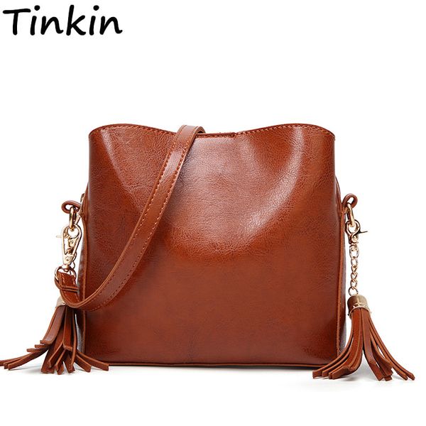 

new arrival fashion women single shoulder bag vintage lady crossbody bag tassel famale messenger small waxing leather