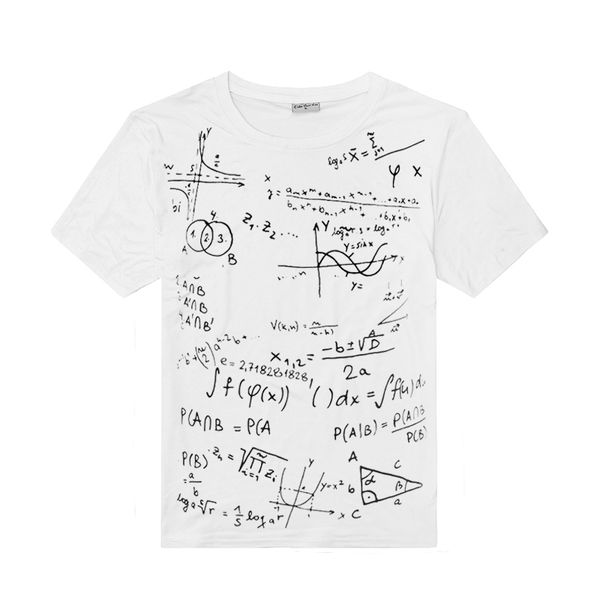 

mathematical formula printing short-sleeved t-shirt men's round neck casual style t-shirt tri-color m-xxxl code brand clothing, White;black