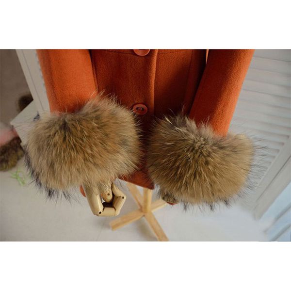

aw15012101 real genuine raccoon dog fur cuffs cuff arm warmers 2 colors, Blue;gray