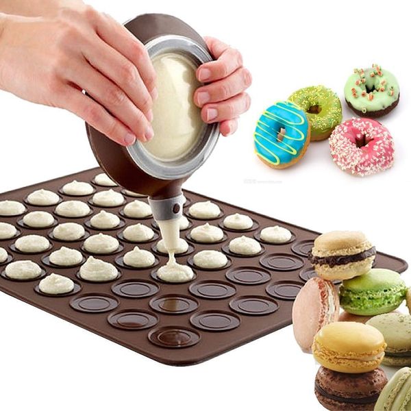 

in stock 48 grids macaron silicone pads 28*38cm baking mat diy pastry cake cookies macaron moulds tools oven baking molds sheet dhl