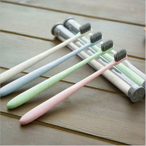 

wheat straw charcoal мягкая зубная щетка retail box упакованные adult бытовая environmental деградация кисти ручки зубных щеток