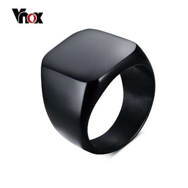 

vnox smooth men's black rock punk rings cool fashion individuality ring for men party jewelry, Silver