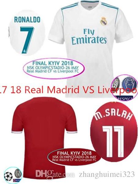 

2017 2018 champion league final real madrid v lvp occer jer ey ronaldo bale real a en io alah firmino mane football hirt