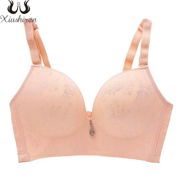 

xiushiren plus size seamless wireless bras push up floral bralette breathable adjustable gather thin cup soutiens-gorge bh, Red;black