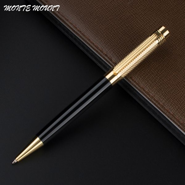 

luxury metal ballpoint pens for business gift gold mesh and black ballpoint pen executive ood quality pen, Blue;orange