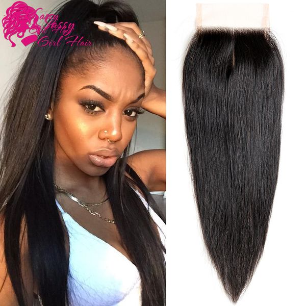 Straight Closure Weave Free Part Peruvian Virgin Hair Straight