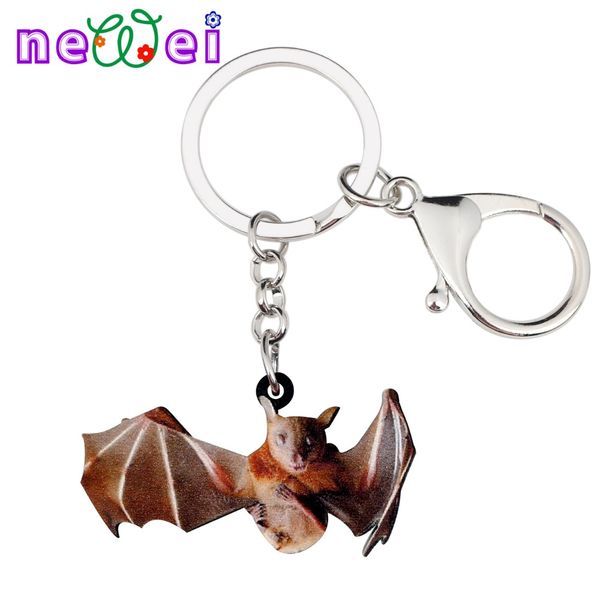 

newei acrylic halloween sweet bat key chain keychain ring fashion jewelry for women girls gift bag car decoration charms gift, Silver