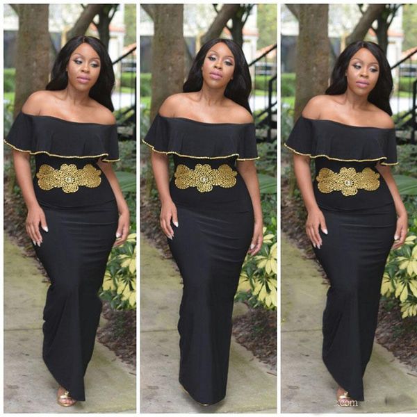 

Sexy Off the Shoulder Arabic Prom Dresses 2018 Floor Length Mermaid Muslim Dubai Kaftan Party Gowns Gold Beading Dresses Evening Wear