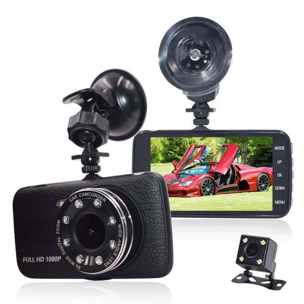 

2ch car dvr dashcam recorder auto video registrar 4" ips screen 170 degrees night vision motion detection g-sensor