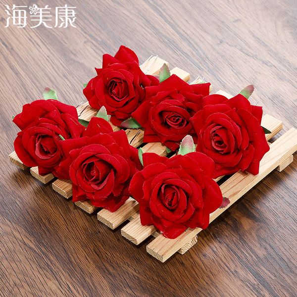 

haimeikang bridal red rose wedding hair accessories flower 3pcs/lot women hairpin bride hair stick floral hairwear barrette