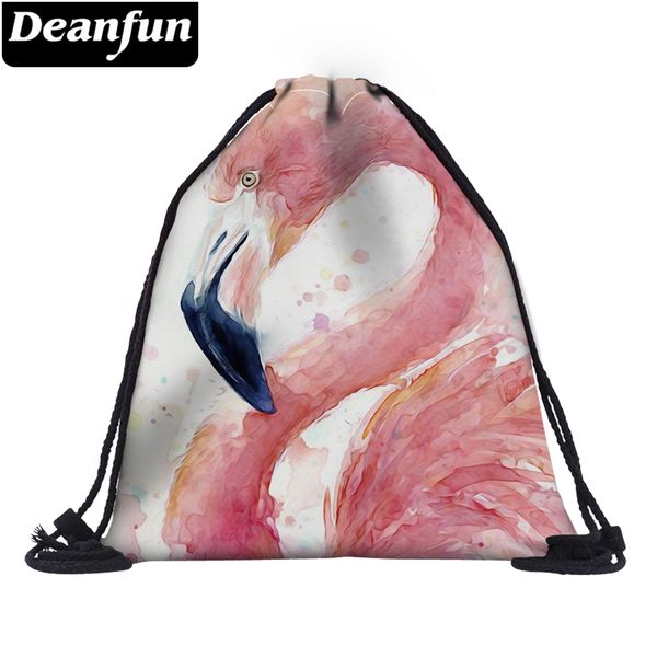 

deanfun 3d printed drawstring bag flamingo polyester for girls school 60121