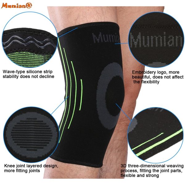 

mumian a08 breathable heat football basketball safety sports knee training elastic support knee support, Black