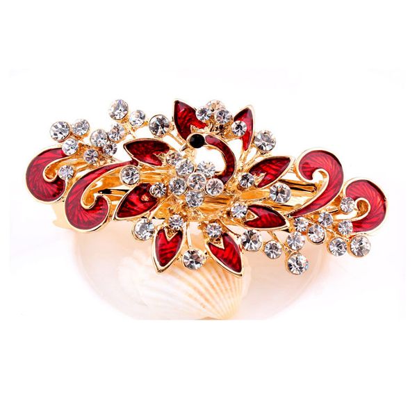 

hair clips for women girls colorful shinning rhinestones flower barette hairpins hair accessories braiding tools hairclip, Brown