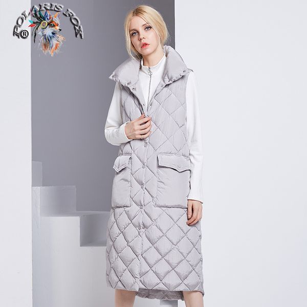 

2018 fashion women sleeveless cotton-padded thick plaid outwear single breasted middle-long slim style warm winter long parkas, Black;white