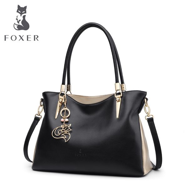 

foxer brand cowhide leather women handbag & shoulder bag female fashion handbags lady totes women's crossbody bags