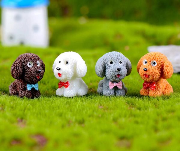 20 pezzi in resina mista adorabile cane con fiocco miniature accessori paesaggistici per la decorazione di torte domestiche giardino scrapbooking artigianale fai da te