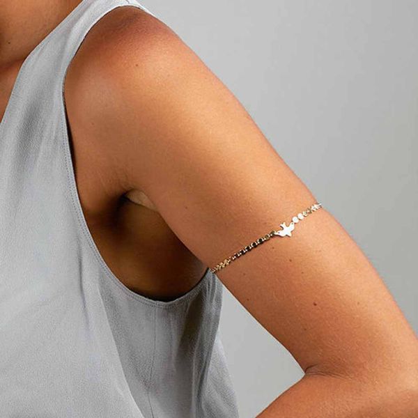 

jewdy summer beach charming lady bird dove bead tassel chain upper arm cuff armlet armband bangle bracelet jewelry hot, Black