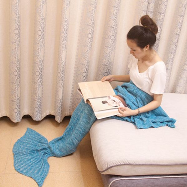 

mermaid knitted blanket mermaid tail bedding blanket soft sofa sleeping bags knit nap air conditional blanket 7 colors yfa169