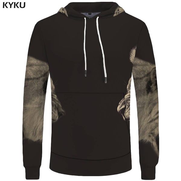 

kyku lion hoodies men tiger sweatshirts battle sweatshirt animal 3d hoodies pocket big size hoddie cool new casual male, Black