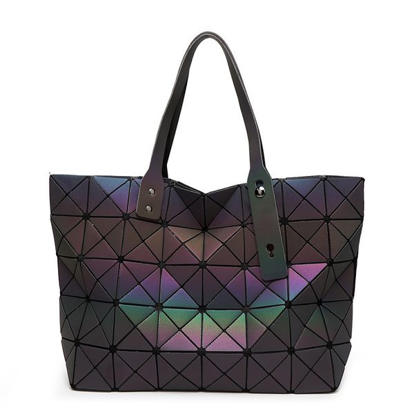 

fashion women black bag geometry folding bao bags luminous handbags casual tote women shoulder bags crossbody bag sg39