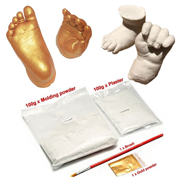 

1 Set Silver Gold 3D Plaster Handprints Footprints Baby Hand & Foot Casting Mini Kit Keepsake Gifts