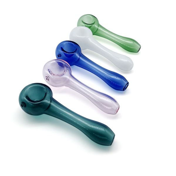 Cucchiaio di vetro da 4 pollici Pipa ad acqua Colorato Mini inebriante Bruciatore a nafta di vetro Pipa a mano in vetro Tubi di fumo Tubi d'acqua per Dab Rigs