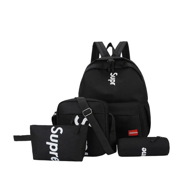 

New four piece de igner backpack branded letter ca ual breathable canva chool bag multi purpo e back pack for tudent houlder bag