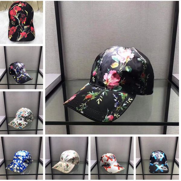 

Designer Floral Baseball hats Luxury Brand Flower Genuine Leather caps for Women and men outdoor Fitted sun hat ball caps With brand Box