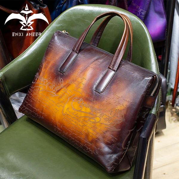 

fire your style 1 pc custom make genuine leather handbag for man & lady chocolate/brown/orange/red/navy color tote bag