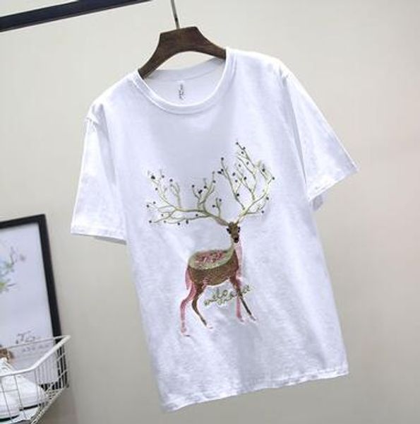 

2018heavy of create lovely to new summer t-shirt, stylish sweet sequin design, shipping a embroidery industry youth personality de phst, Black
