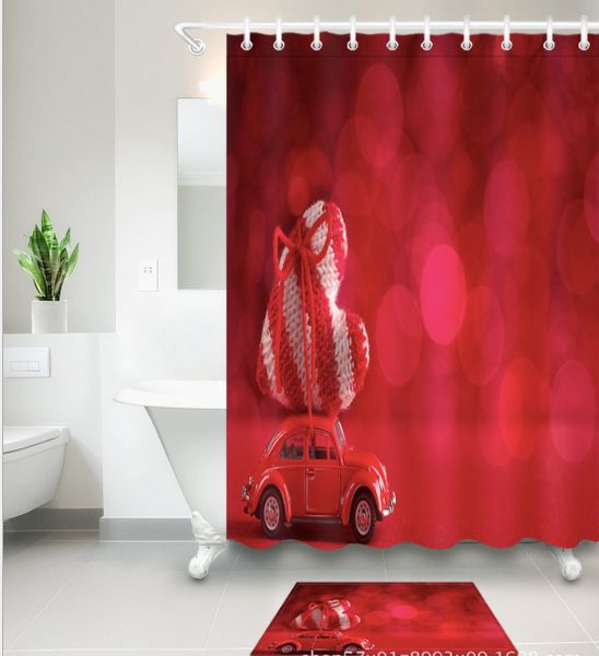 

lovers' car pattern 3d print custom waterproof bathroom modern shower curtain polyester fabric bathroom curtain door mat sets