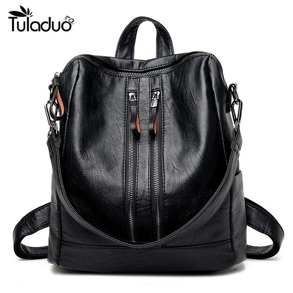 

2017 new fashion soft genuine leather backpack women brand ladies backpacks for teenage girls casual school bag