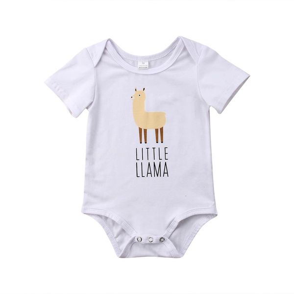 

2018 newborn infant baby boys girls cotton bodysuit short sleeves jumpsuit llama outfits casual summer white clothes, Blue
