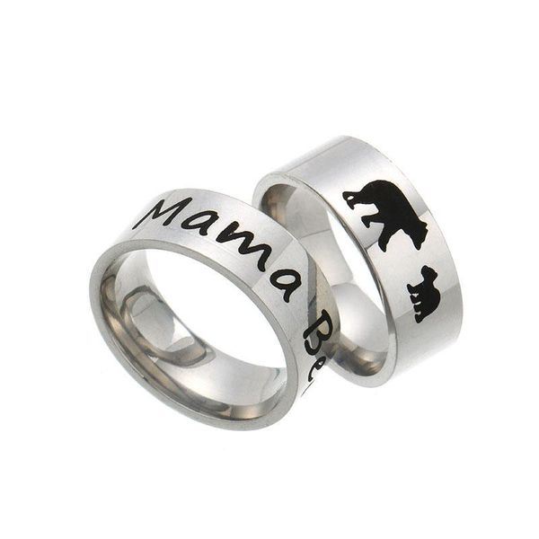 Anello per mamma in acciaio inossidabile Cuccioli smaltati Anello per mamma e bambini Anello con lettera simpatici anelli per animali Gioielli di moda per il compleanno della mamma