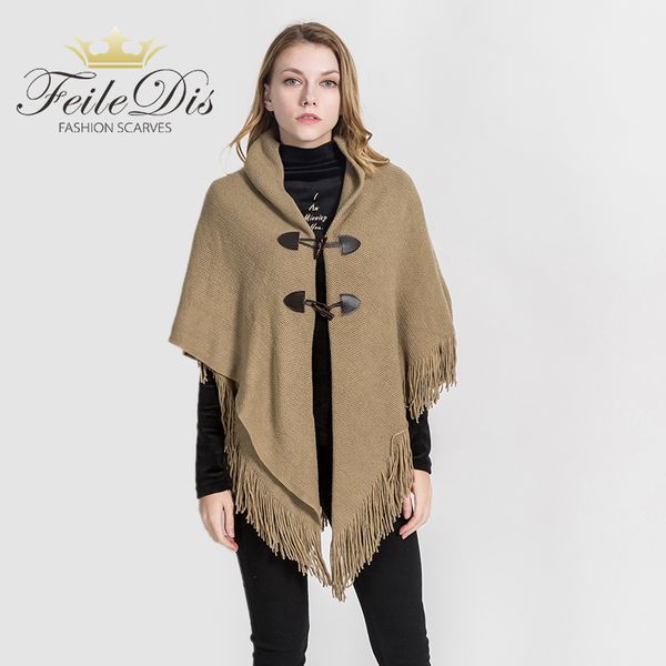 

feiledis]2019 women winter scarf fashion poncho blankets cape shawl big shawl cashmere hooded dp2657