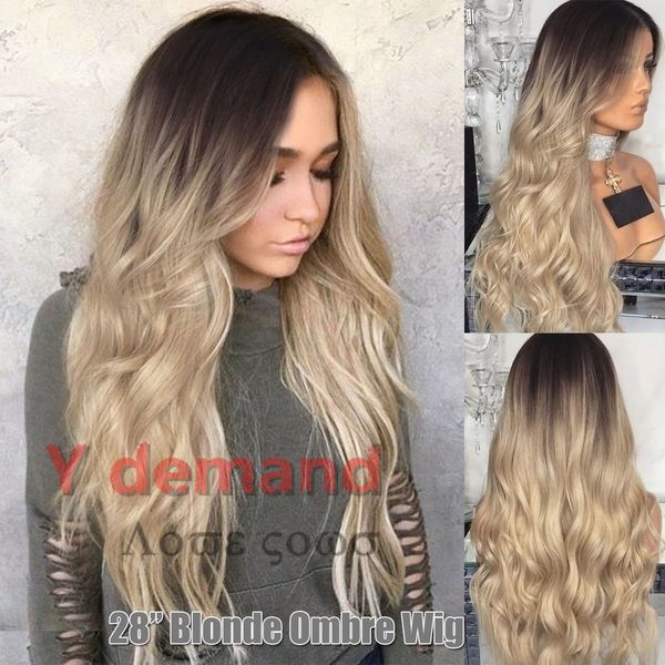Y Demand Natural Hair Wigs Long Ombre Black Blonde Wig For Black