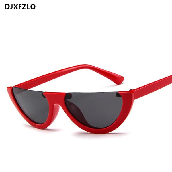 

djxfzlo 2018 half-box cat eye sunglasses women brand designer fashion sunglasses female uv400, White;black