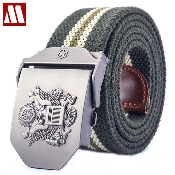 

new adjustable length men belt thickened canvas eagle logo belt strap 110 140 cm 10 colors men's canvas belts, Black;brown
