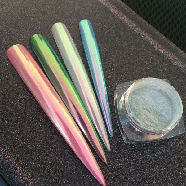 

0.5g aurora neon pigment finer powder smooth brush chameleon mermaid powder mirror unicorn chrome nail rainbow dust nail art diy, Silver;gold