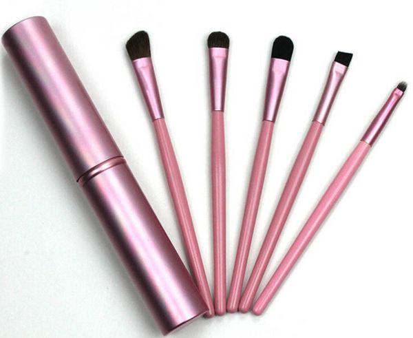 5 pçs / set Profissional Pony Hair Eyeshadow Brushes Set Pincéis de Maquiagem Para O Kit de Ferramentas de Maquiagem Dos Olhos Com Tubo Redondo de Qualidade Superior