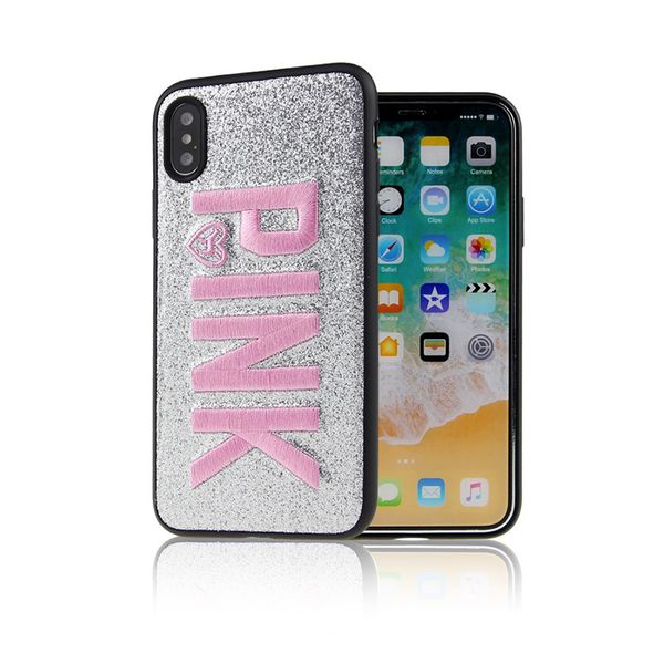 

Cute embroidery PINK Cover Fashion Design shell Glitter 3D Love Cases For iPhone X Xr Xs Max iPhone 8 Samsung S9 Plus Note